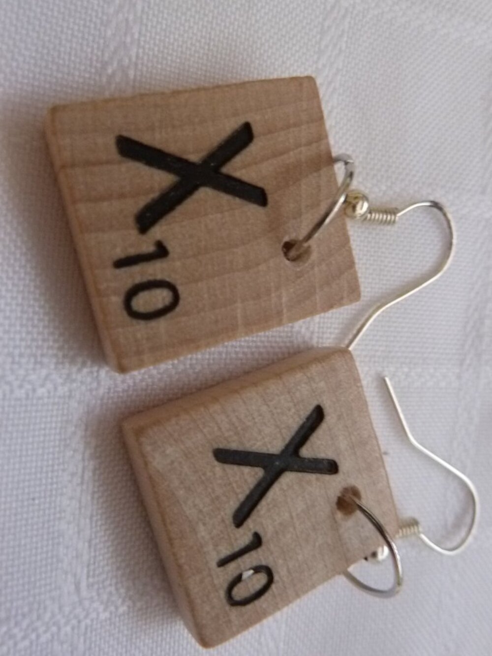 No48 Handmade earrings made from Scrabble tiles